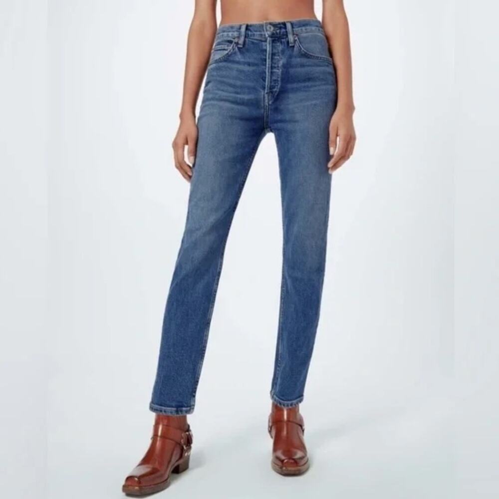 Re/Done High Rise Ankle Crop Jeans Mid 70s